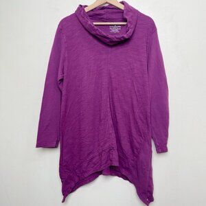 Neon Buddha 1X Cowl Neck Purple Asymmetrical Hem Tunic In Purple